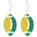 Orecchini da rugby glitterati in verde e oro con ganci in metallo argentato - Glitter Oro e Verde - Gancio Argentato