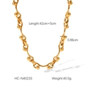 Dettaglio della catena placcata oro 18K con specifiche di lunghezza e peso mostrate - Collana con Barre Curve e Sfere (HC-N40233)