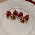 Elegant red enamel bow stud earrings with gold trim on a white ceramic plate - 46# Silver Needle - Red - Bow