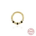 925 silver gold-plated geometric cartilage earring with black and white zircons - Gold Single #3 (Black and White Row Zirconia)