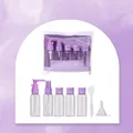 8-piece purple travel refillable bottle set with spray and pump bottles in a clear pouch - SY762-Purple (50ml Empty Bottle Set)