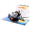 Carte d'Halloween 3D pop-up avec fantômes et citrouilles, carte cadeau carrée de 15 cm - Citrouille Fantôme