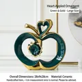 Green and gold ceramic apple ornament with hollow heart and floral detail in large size - Heart Apple - Large / Green Gold