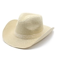 Detail of beige straw jazz hat featuring intricate woven texture and lace decorative band - M (56-58cm) / Beige