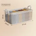 White mesh foldable storage bin with compartments and handle for clothes organization - Visible Divider / With Steel Frame / White Transparent Mesh