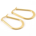 Minimalist 18K gold plated stainless steel U-shaped teardrop hoop earrings for women - 21x34mm / Gold