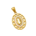 Pendentif lettre U en acier plaqué or 18k avec nacre arc-en-ciel et cœurs ajourés - Lettre U (Pendentif Seul)