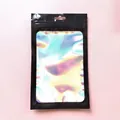 Black resealable jewelry bag with holographic rainbow window and hanging hole - 9*12cm Black