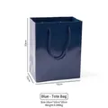 Navy blue premium paper gift bag with nylon handles, dimensions 16x10x20 cm - Paper Handbags / Blue