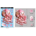 Pink gingerbread snowman and owl Christmas window stickers set in 20x30cm layout - BQ610