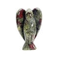 Natural hand-carved crystal angel statue with unique red and green jasper stone pattern - Dragon Blood Stone