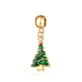 Gouden kerstboom bedeltje met groen emaille voor DIY armbanden en sieraden - Kerstboom
