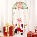Electric musical Santa Claus parachute toy in red and green for Christmas gift decor - Four Rings Style