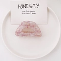 Pink and purple marbled acetate hair claw clip with a semi-circle design for women - Purple White