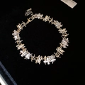 Collar ajustable bicolor estilo alambre de espino con cristales de circonita rectangulares - Pulsera - Plata