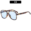 Retro double bridge aviator sunglasses with tortoise frame and light blue lenses C8 - Tortoise Blue