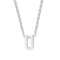 Polished silver stainless steel letter U pendant necklace with delicate link chain - Letter U / Silver
