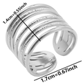 Detail of 304 stainless steel multi-layer open ring with hammered texture and 1.4cm width - Silver