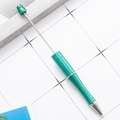 DIY plastic beaded ballpoint pen featuring a green glitter finish and silver metal rod - Glitter Peacock Blue