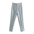 Pantaloni a vita alta slim da donna in blu grigio con taglio dritto formale - XS / Pantaloni e gonne / Blu Chiaro
