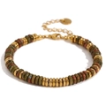 Bracelet en pierres naturelles rouges et vertes avec entretoises dorées 18K - Or-Jade Vert Cèdre