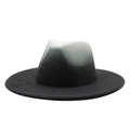 Detail of a two-tone gradient wool fedora hat transitioning from white to black - M (56-58cm) / Gradient Fedora / Black