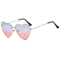 Chic heart-shaped sunglasses with golden metal frame and blue to pink gradient lenses - Gold Frame Blue Pink Gradient