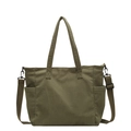 Borsa tote in velluto a coste verde oliva con tracolla regolabile e tasche laterali - Taglia unica / Verde