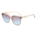 Occhiali da sole oversize champagne trasparenti con lenti sfumate blu e viola e dettagli - Montatura Champagne Lenti Blu Tè