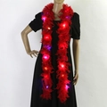 Red feather boa with multi-color LED lights for Christmas tree and party decoration - Large Decorative Boa / Red/Thick/Multi-color Light