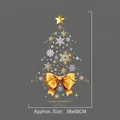 Golden snowflake Christmas tree window sticker with bow detail, 38x60cm size - Gold Christmas Tree-Small (YTH001-S)