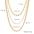 Détails du collier triple rang en acier avec dimensions de l'étoile et des maillons - Style Multirang Torsadé Étoile (NB-N1361)