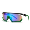 Oversized wrap retro zonnebril met zwart-groen montuur en paarse reflecterende lenzen - C5 Groen Frame Blauw Groene Lens