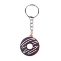 Portachiavi a forma di ciambella al cioccolato con glassa bianca e base arancione - Stile ydd-5