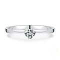 Sparkling heart-shaped moissanite engagement ring on a polished silver minimalist band - US 7