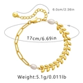 Vue détaillée des dimensions du bracelet en or avec motif épi, perles et chaîne - KB0197-Style Feuille d'Or