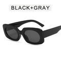 Occhiali da sole retrò con montatura quadrata nera spessa e lenti grigio scuro moda - Montatura nera lucida lente grigia