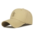 Berretto da baseball in cotone kaki con patch in velcro frontale e corona strutturata - Beige Scuro