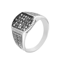 Anillo de garra de dragón retro en acero plateado con pavé de gemas oscuras cuadradas - US 8 / Color Acero