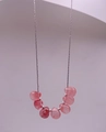 Minimalist silver necklace featuring irregular pink gemstone beads and delicate spacers - Silver - Rhodonite