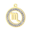 Gold Scorpio zodiac pendant featuring sparkling rhinestones and hollow-out design - Virgo(KLJ3581-Z)