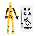 Yellow 13 articulated action figure with tactical weapon accessories and 3D printed joints - Yellow (3 Gestures + 4 Weapons)