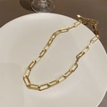 Collana a graffetta in acciaio al titanio dorato con chiusura a moschettone - Collana / Oro