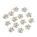 Star-shaped golden evil eye beads with blue enamel inlay for jewelry making - Pentagram / Blue