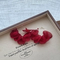 Deep red fabric flower petal hoop earrings with crystal beads in a vintage elegant style - Ear Buckle Style (HE28656) / Red