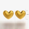 Pendientes de corazón dorados de acero inoxidable con detalles de tamaño y medidas - Pendientes de botón de corazón dorados