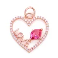 Rose gold heart pendant featuring a pink gemstone and zircon-studded LOVE design - Rose Gold Heart LOVE (M619641-Rose Gold)