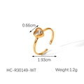 Technical drawing of heart-shaped zircon ring with dimensions 0.66cm width and 1.2g weight - White Heart Style (HC-R30149-WT)