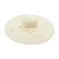 Foldable wide brim sun hat in cream white featuring elegant pleated texture and bow detail - Creamy White