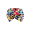 Bohemian paisley print sports headband with crossover design in vibrant multicolor fabric - Crescent Moon Star